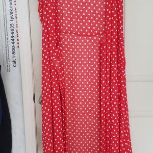 STYLE DOME Women Summer Polka Dot Maxi Dress Casual V-Neck Boho Wrap Dress